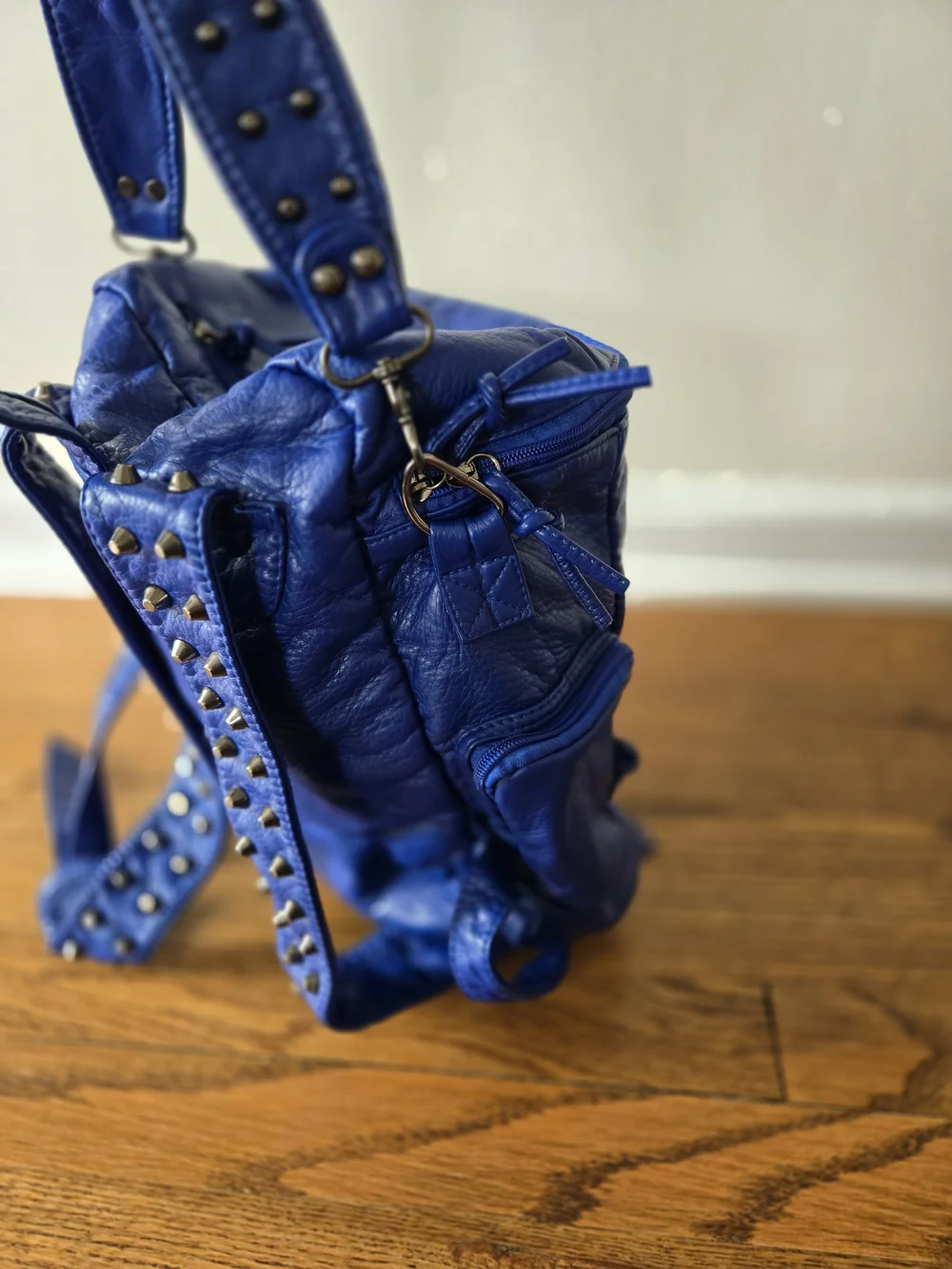 Blue Leather Women's Backpack